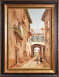 Купить Картина "Улочка" (Vue de ruelle). Художник Этьен Беллан (1922-2000). Холст, масло. Франция, вторая половина XX века в интернет-магазине OZON.ru